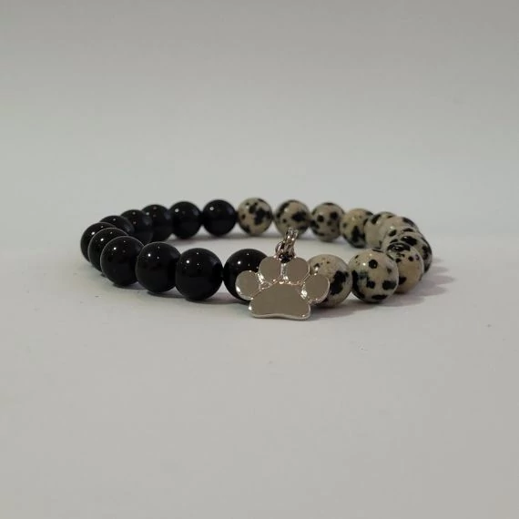 Dalamta jáspis, obszidián mancs karkötő