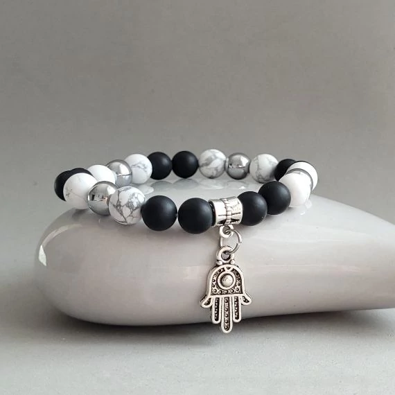 Hamsa keze ásvány karkötő