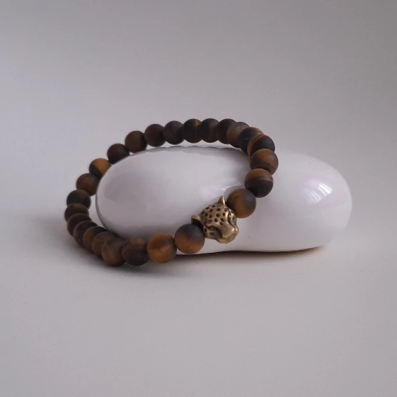 Matt tigriszszem drágakőből készült férfi karkötő