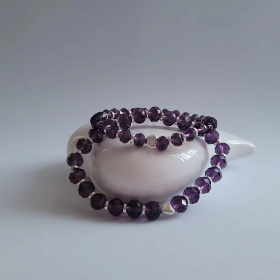 lila kristály anya-lánya karkötő