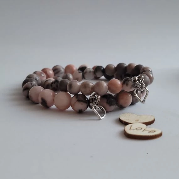 Pink zebrajáspis páros any-lánya karkötő